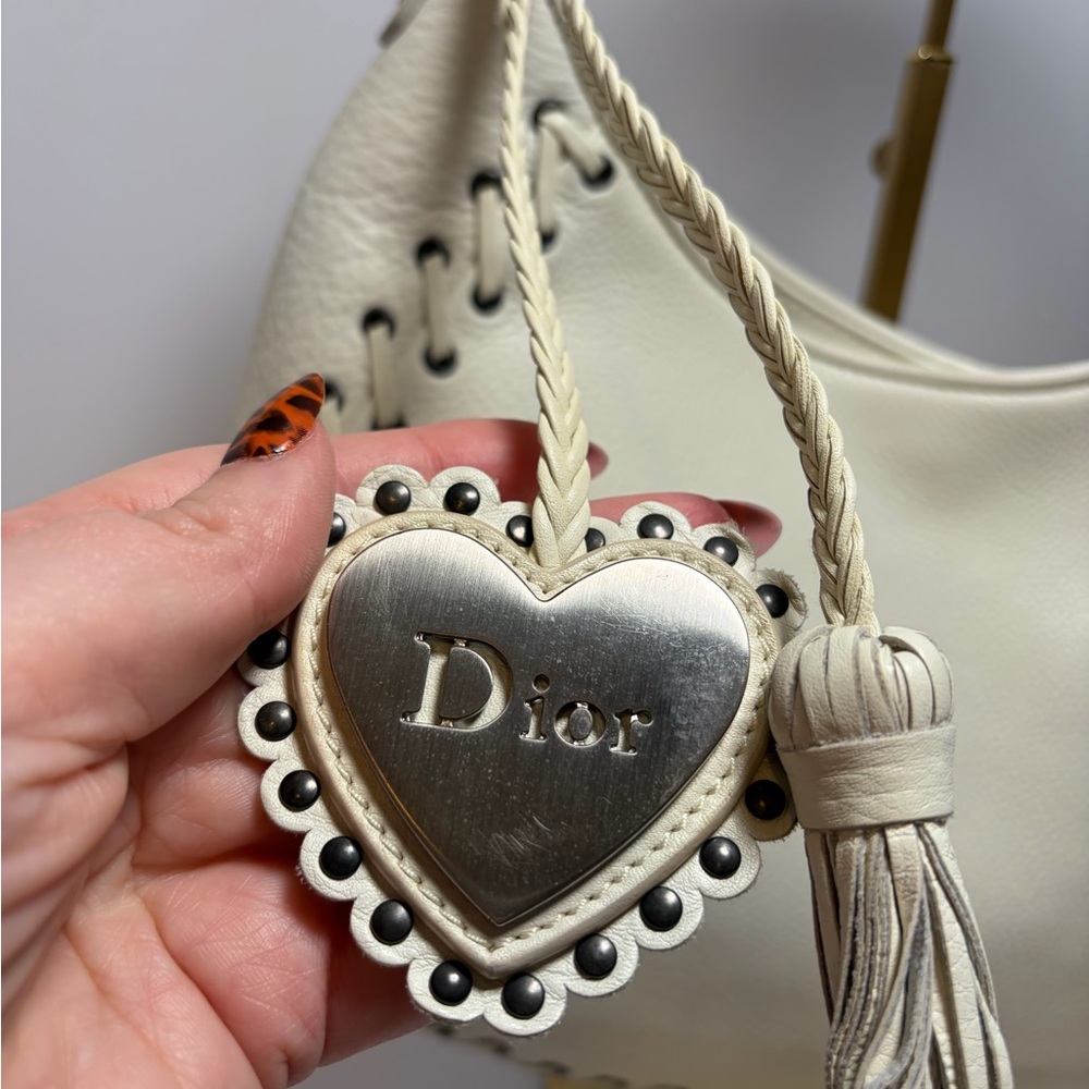 SOLD Christian Dior Y2K Cream Leather Hobo Bag with Charm & COA - Picture 8 of 16